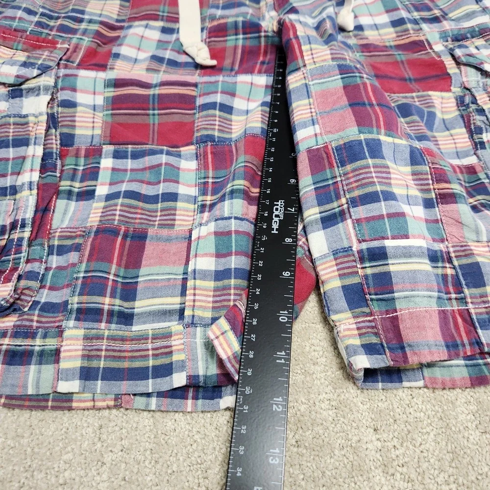 J Crew Patchwork Cargo Shorts Men 32 Relaxed Fit Vintage Style Drawstring Madres